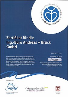 Ein Zertifikat für das familienfreundliche Unternehmen.